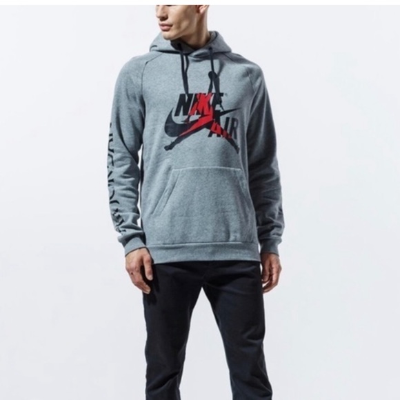AIR JORDAN JUMPMAN CLASSIC 
MENS HOODIE Fleece Hoodie melange gray - Picture 4 of 6